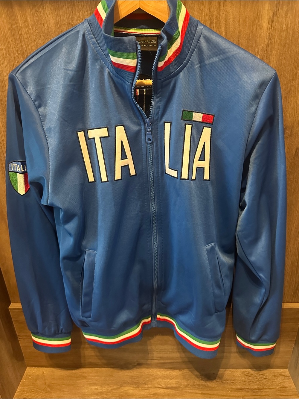 Italia Lightweight Blue Track Jacket with Tricolor Trim